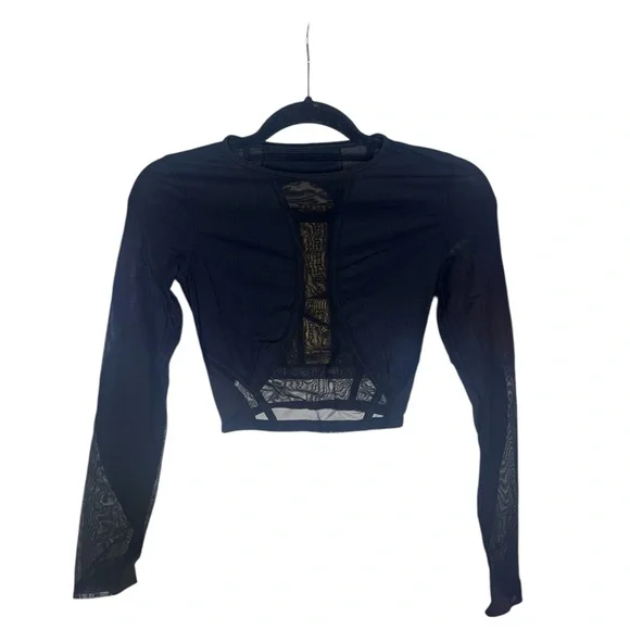 Lululemon Mesh Panelled Training Long Sleeve Shirt in Black Size 0 - Picture 3 of 4